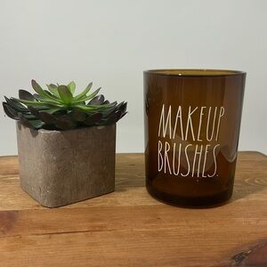 RAE DUNN Multipurpose Glass Storage Jar: "MAKEUP BRUSHES"